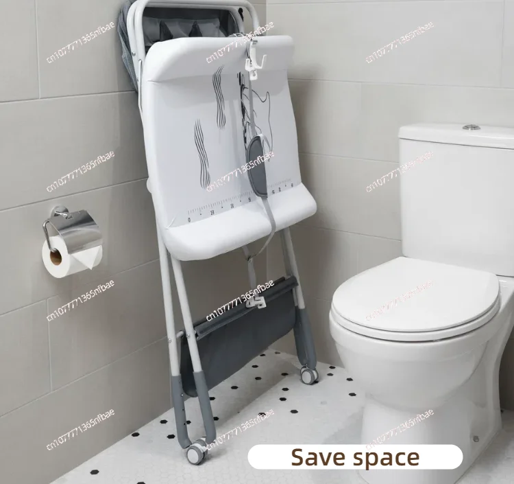 Baby Bath Tub & Changing Table, 3 in 1 Foldable Plastic Potty Training Toilet with Standing Diaper Changing Station
