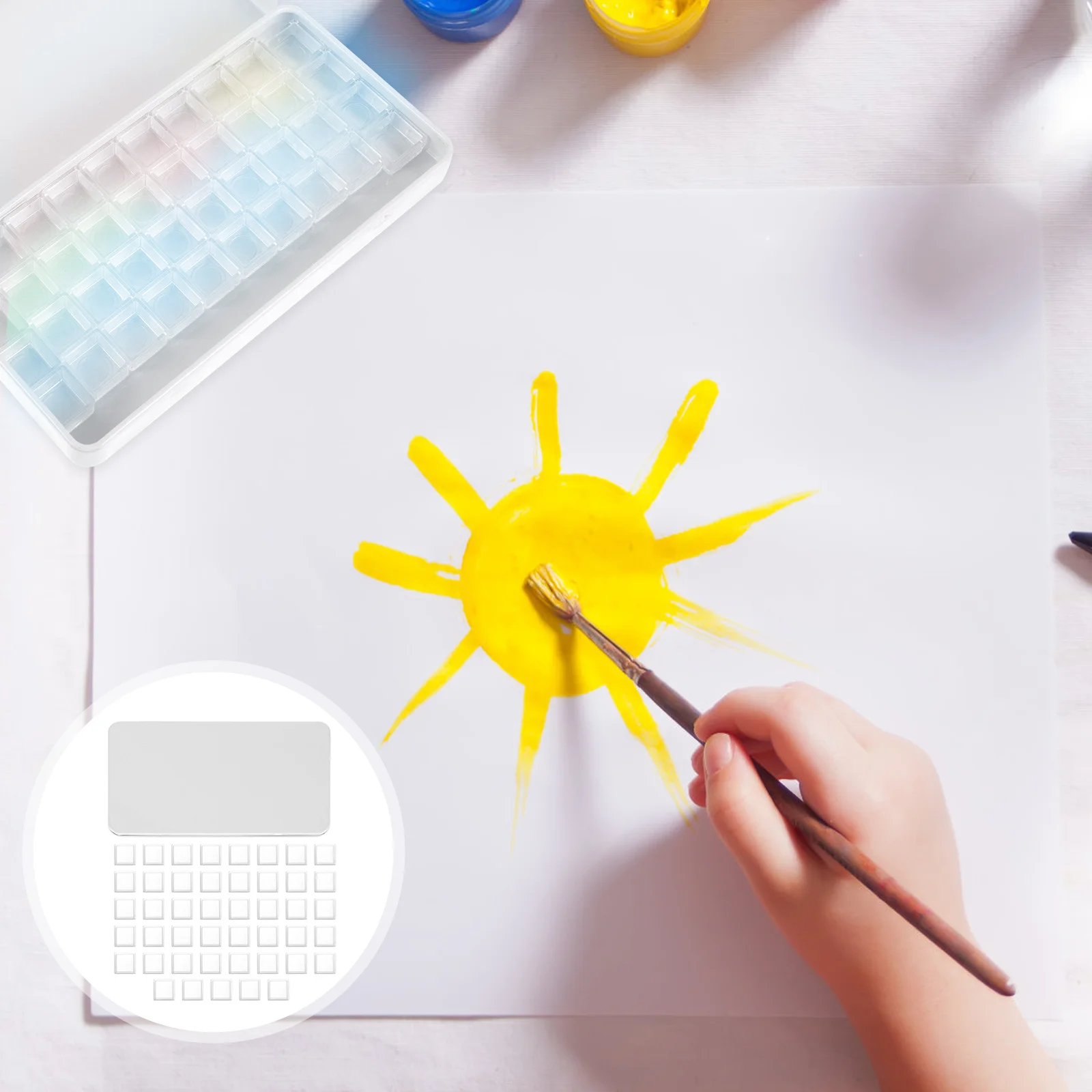 

Watercolor Paint Box Empty Pots Metal Case for Artist Student Portable Palette Plastic Pan Kits Pans Travel