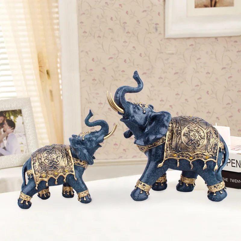 European Style Lovers Resin Craft Elephant Statue Sculpture Office Living Room Home Decoration Creative Gifts