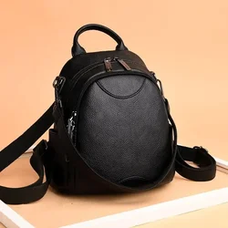 Authentic Backpack Women Large Capacity Soft Leather Small Package Splicing All Fashion Leisure Travel Backpack Female Tide Bag