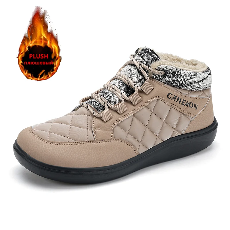 Men Shoes Brands - ブランドメンズウィンターシューズ 防水メンズブーツ 暖かいプラッシュカップルスノーブーツ アウトドアノンスリップハイキングブーツ メンズワークアンクルブーツ