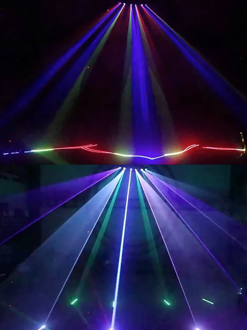 Fan-Shaped Six-Hole Laser Light RGB Full-Color Laser Scanning Projector DMX512 Stage Effect DJ Disco Dance Floor Bar Party Light