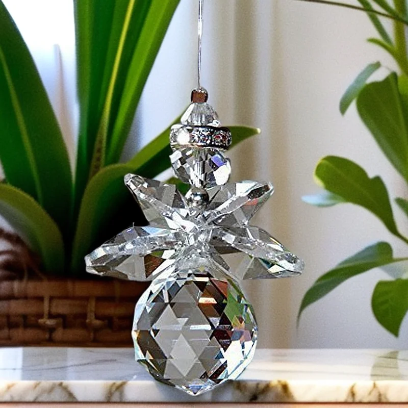 1PCS Crystal Guardian Angel Suncatchers Hanging Ball Prism Pendant Window Ornament Rainbow Makers Home Garden Decor Gift