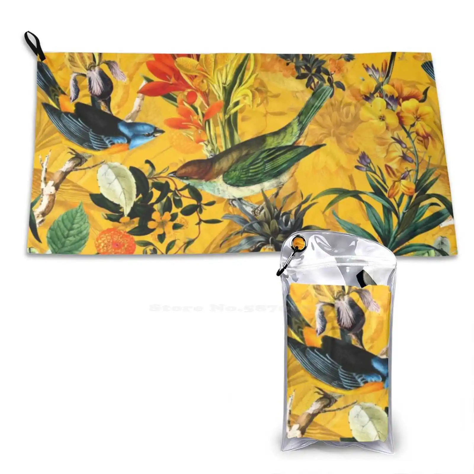 Pierre Joseph Redoute Vintage Flowers And Hummingbirds Nostalgic Pattern Soft Towel Quick Dry Beach Towel Nature Jungle Blossom