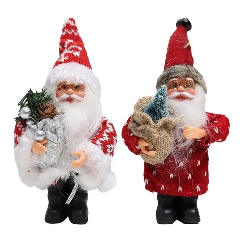 Santa Claus Figurines Plush Dolls Standable  Claus Figurines Christmas Ornaments   Santa Claus Doll for Table Desk Shelf Bedside