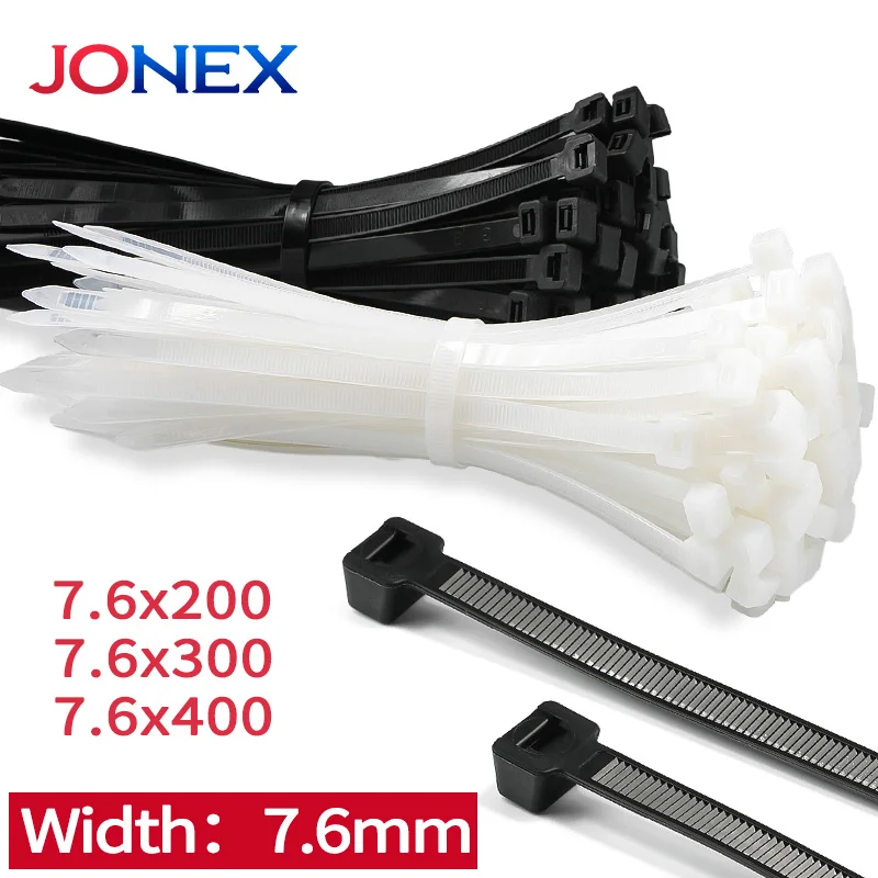 100PCS Plastic Ties Nylon Cable Zip Tie Black White Strong Self-locking For Wire Management Office Organiser Garden Strap Bundle