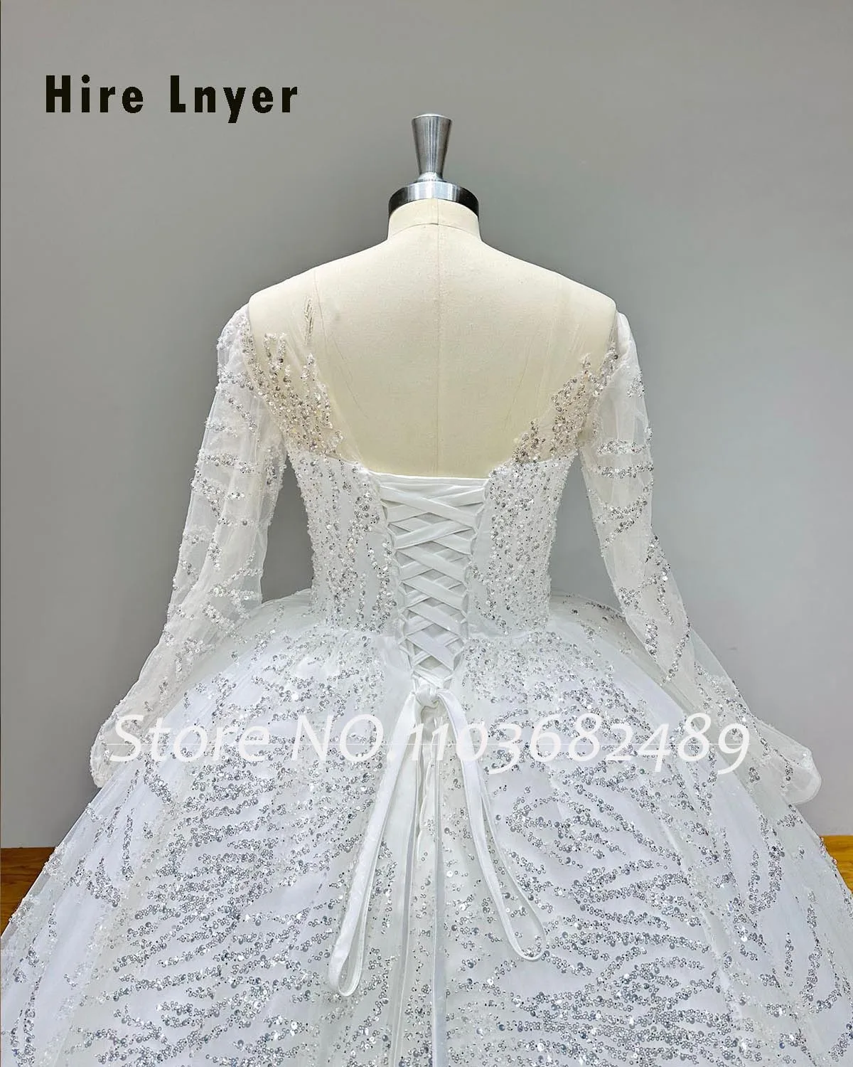 Classic  Wedding Dresses with Long Sleeve Luxury Vestidos De Novia Backless Beading Lace Trouwjurk Gorgeous Bridal Gowns