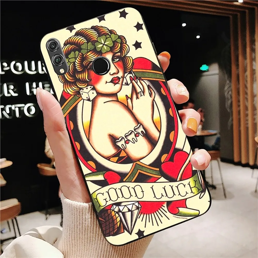 Old School Tattoo Mousepad For Huawei Honor 10 lite 9 20 7A 9X 30 50 60 70 pro plus Soft Silicone Cover