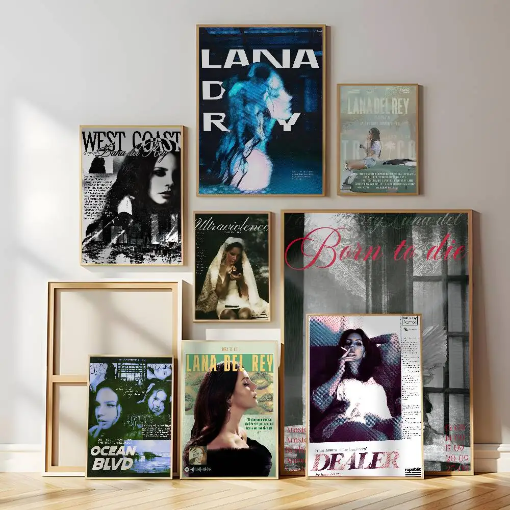 Lana Del Rey Popular Singer Poster Self-adhesive Wall Mural Art Waterproof Sticker For Bar Room Decor High Quality Print Gift