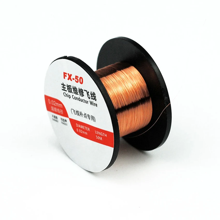 Copper Soldering Wire 0.02mm PCB Link Wire Maintenance Jump Line for Mobile Phone Computer PCB Welding Repair, 50 Meters