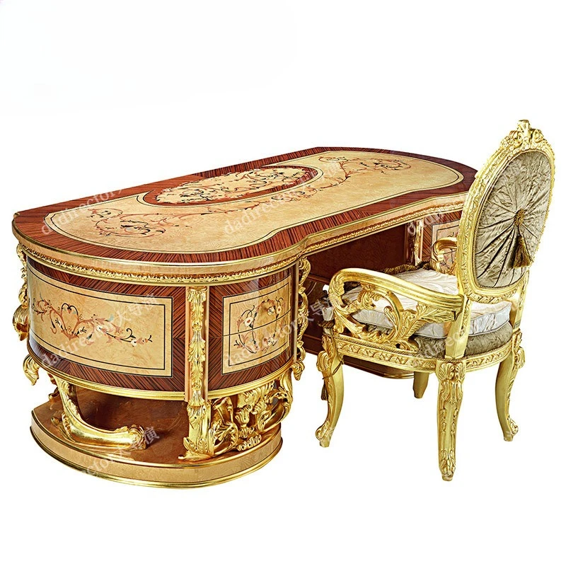 Hand-carved desk French desk Court art parquet villa large-sized study furniture