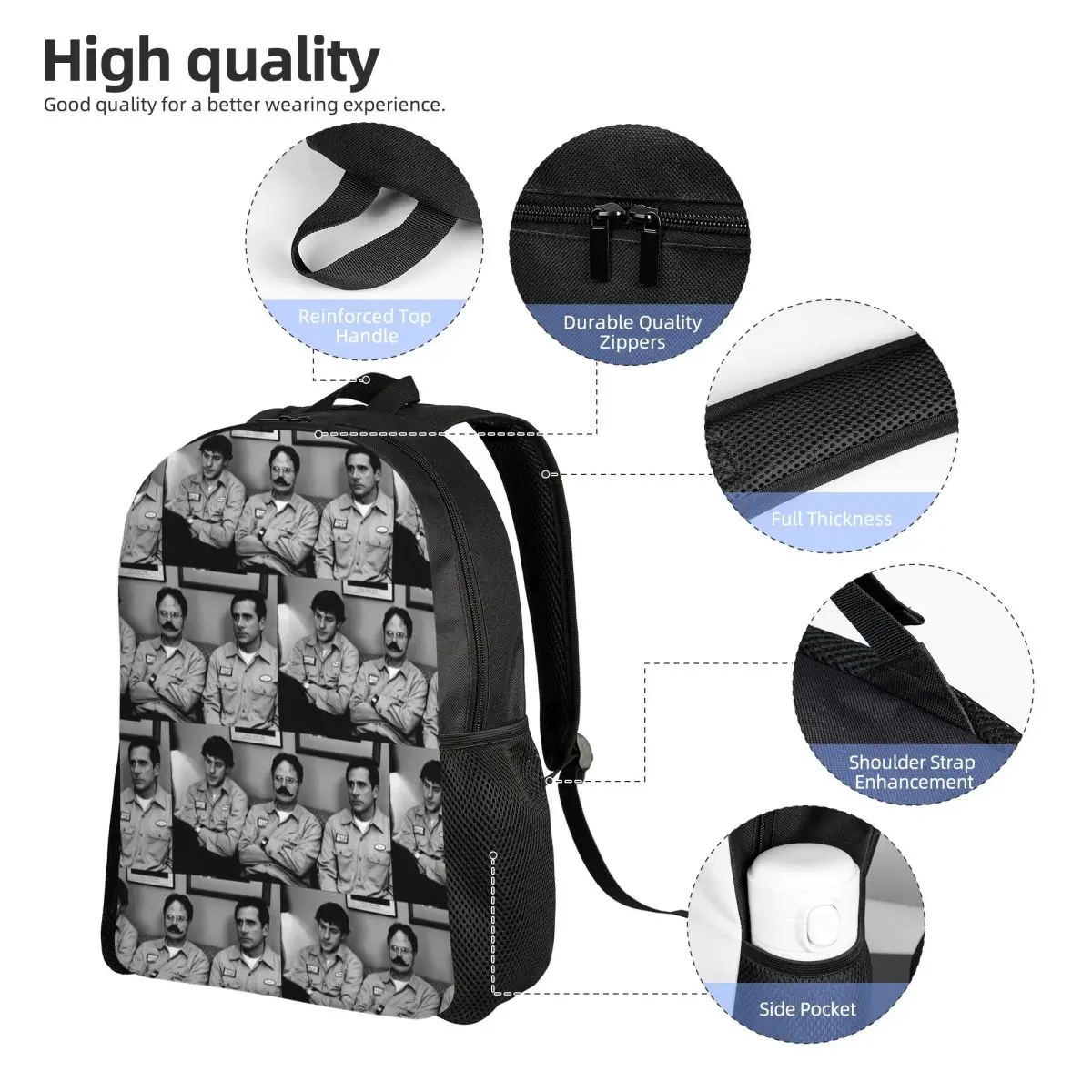 Jim, Dwight And Michael At Utica The Office Dunder Mifflin Paper Company Backpack BookBag School Bag Laptop Shoulder Bags view 5