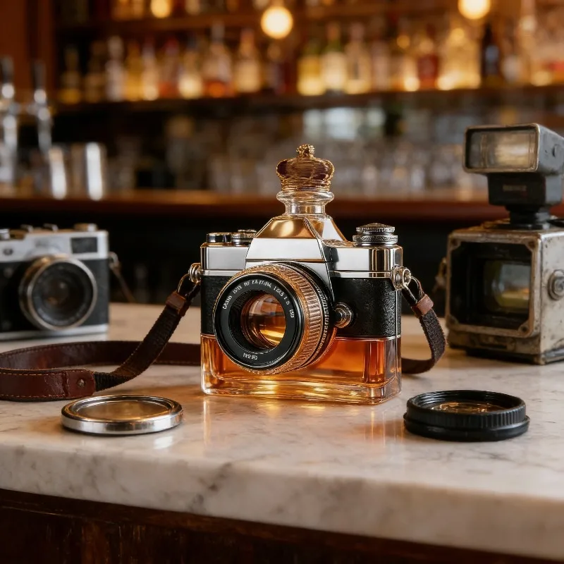 Camera-Shaped Glass Decanter – Creative Wine Bottle & Carafe, Artistic Wine Container for Red & White Wines