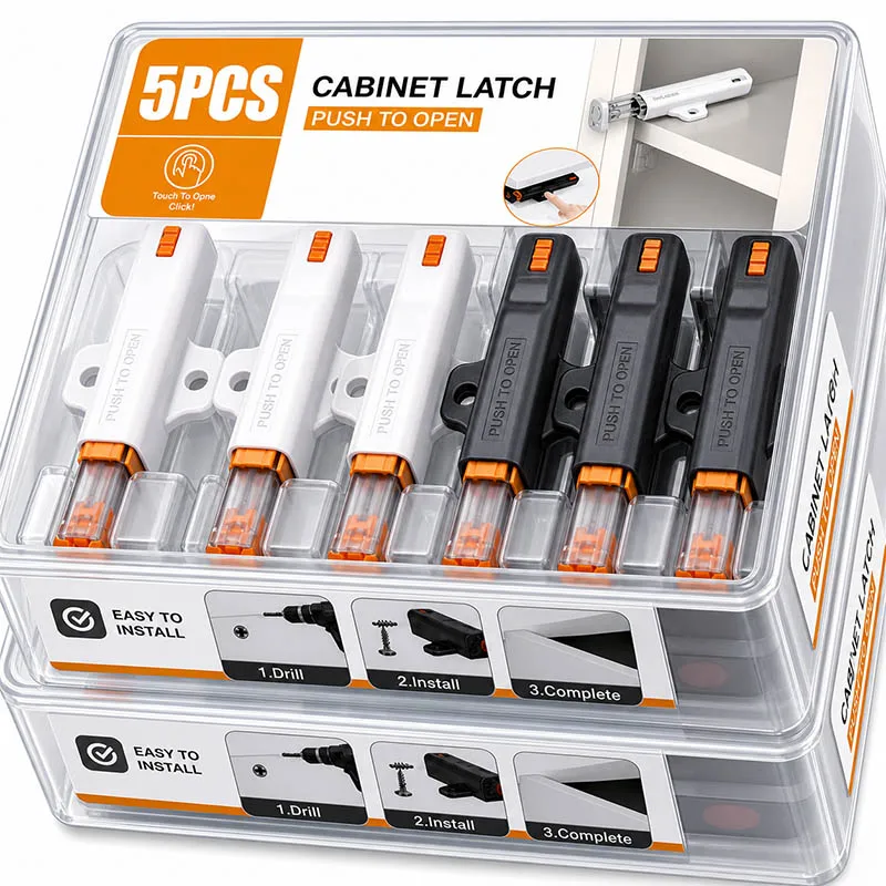 1/5Sets Pressure Push To Open Touch Latch Pull Push Invisible Stopper Touch Latch Cabinet Door Rebound Home Hardware Accessories