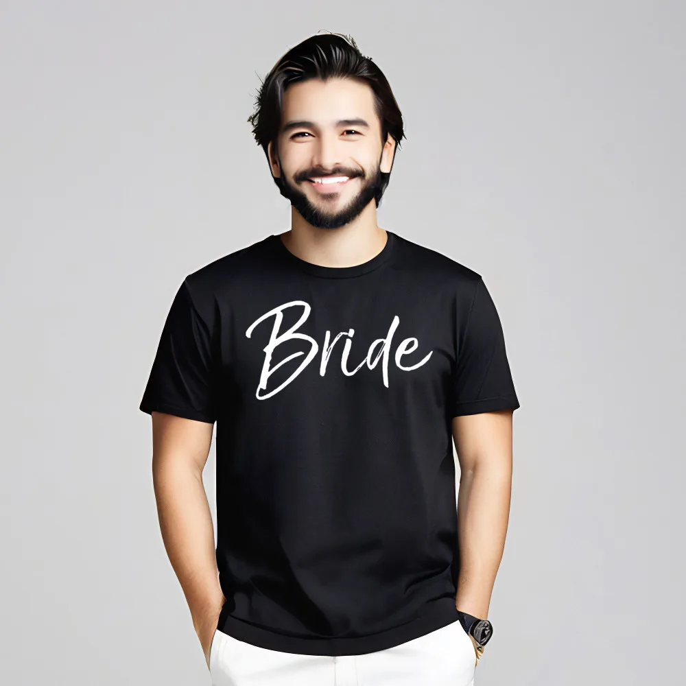 مطابقة الحصول على جاهز العروس العريس عادي عيد الميلاد القطن جولة الرقبة الذكور بلايز و تيز تي شيرت خاص تي شيرتات قصيرة الاكمام