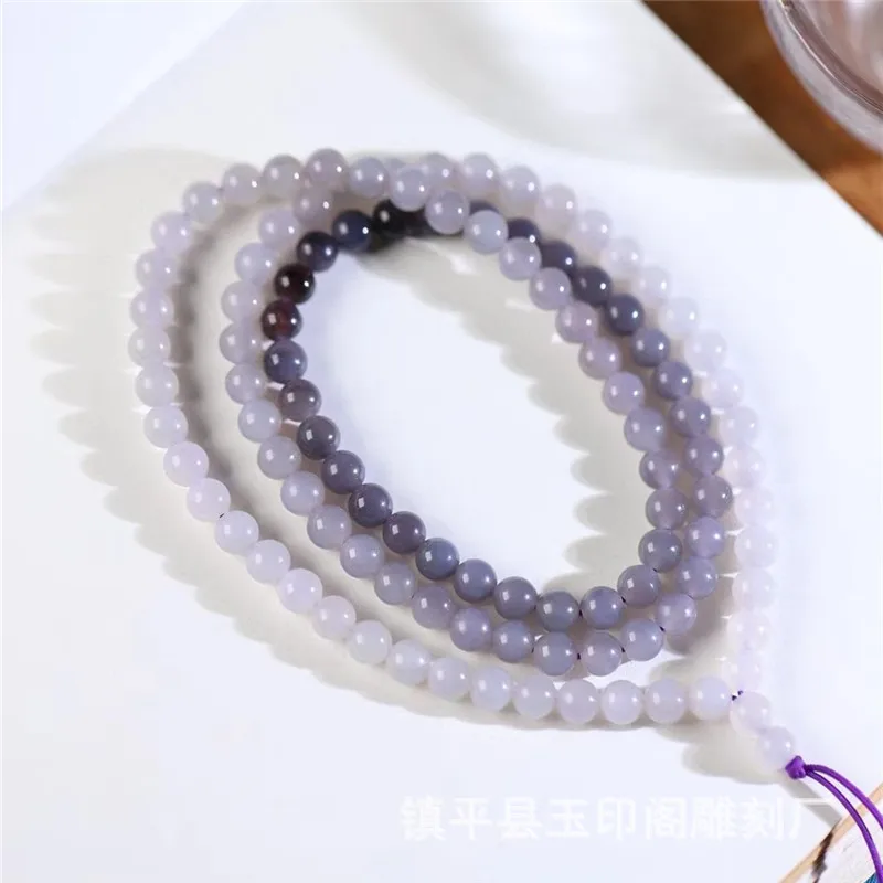 Hetian Smoky Purple Jade Gradient Chain 6Mm 108 Beads Buddhist Bead Necklace Multi-Loop Bracelet