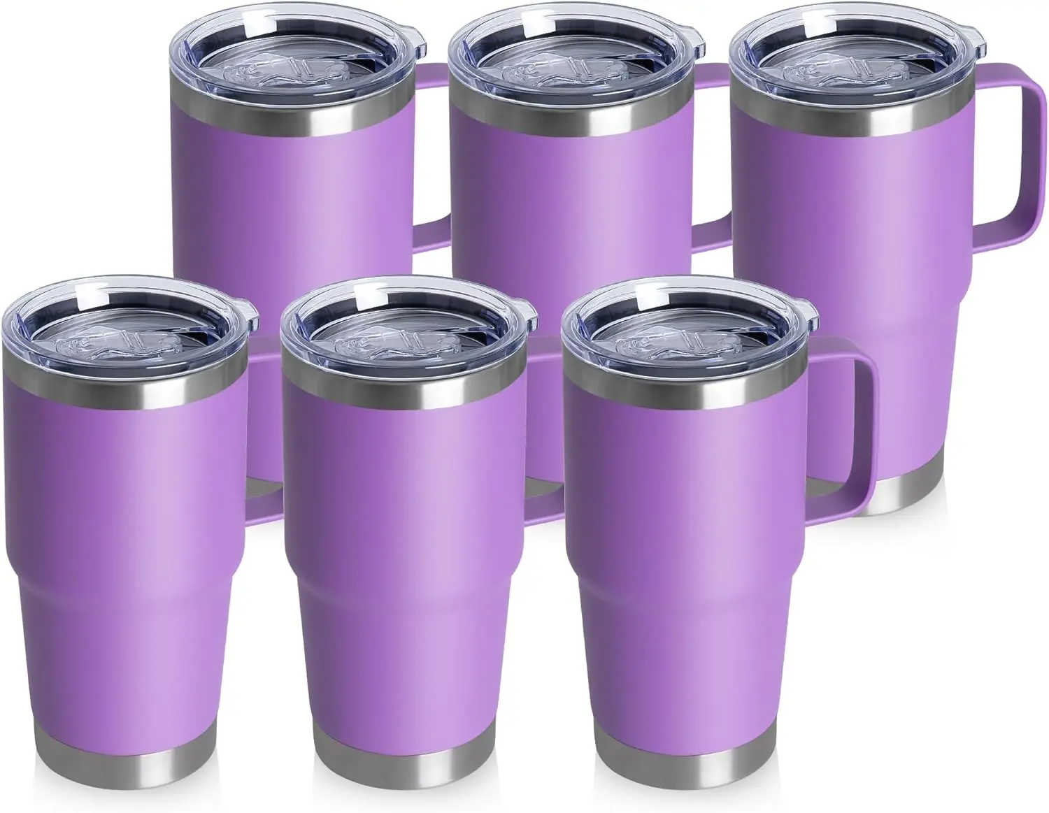 

20oz Tumbler Bulk with Lid, Stainless Steel Tumbler Bulk with Handle, Metal Insulated Travel Coffee Mug Set with Handle, Double