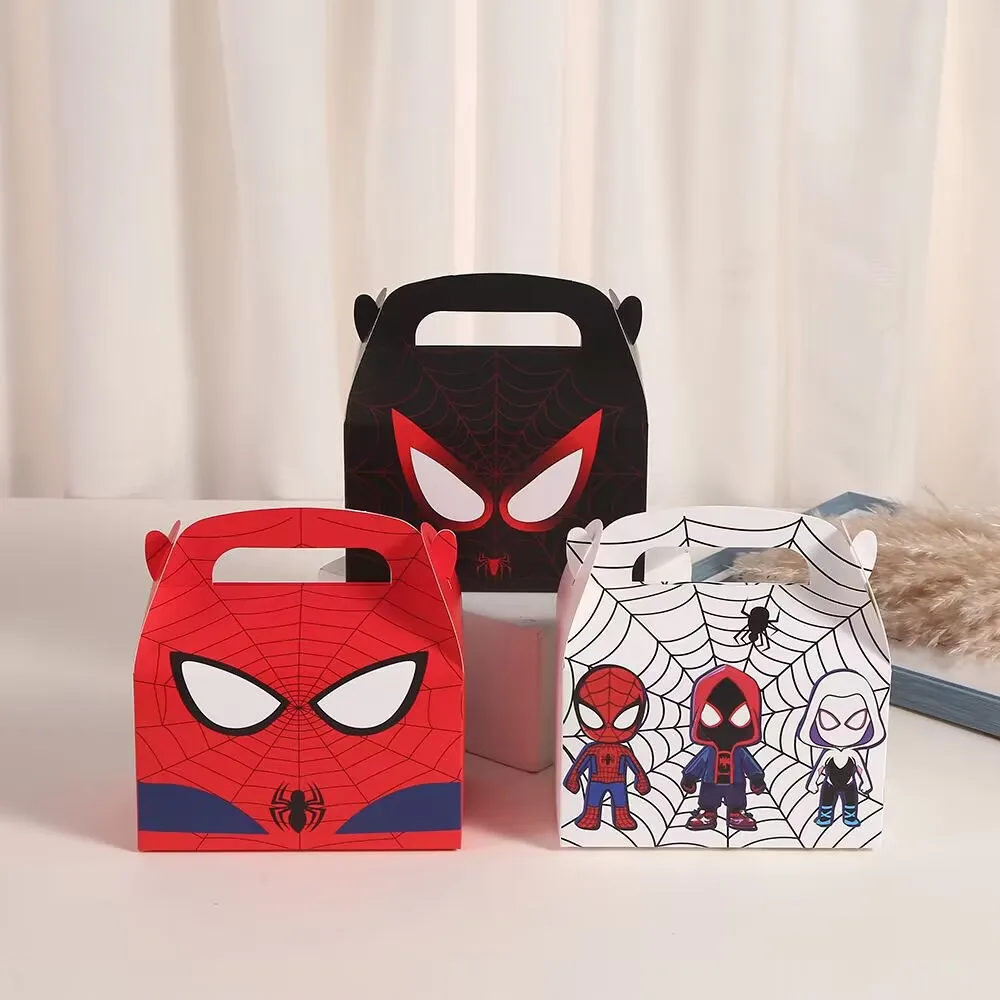 Disney Spiderman pudełko cukierków Cartoon pudełko na prezent z podręcznym na Baby Shower pudełko na urodziny artykuły dekoracyjne na imprezę dla