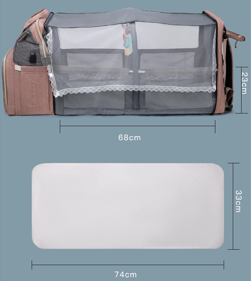 Kid Baby Bed Nappy Changing Bags Newborn Protection Mosquito Net Shade Cloth Foldable Crib Infant Sleeping Basket Changing Pad