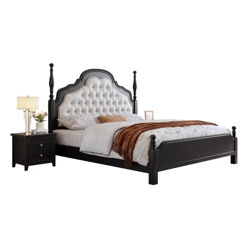 ￥%2025 Factory Price American Style Modern Classic Wood Bedroom Set King Bed with Storage Wooden Bed Furniture