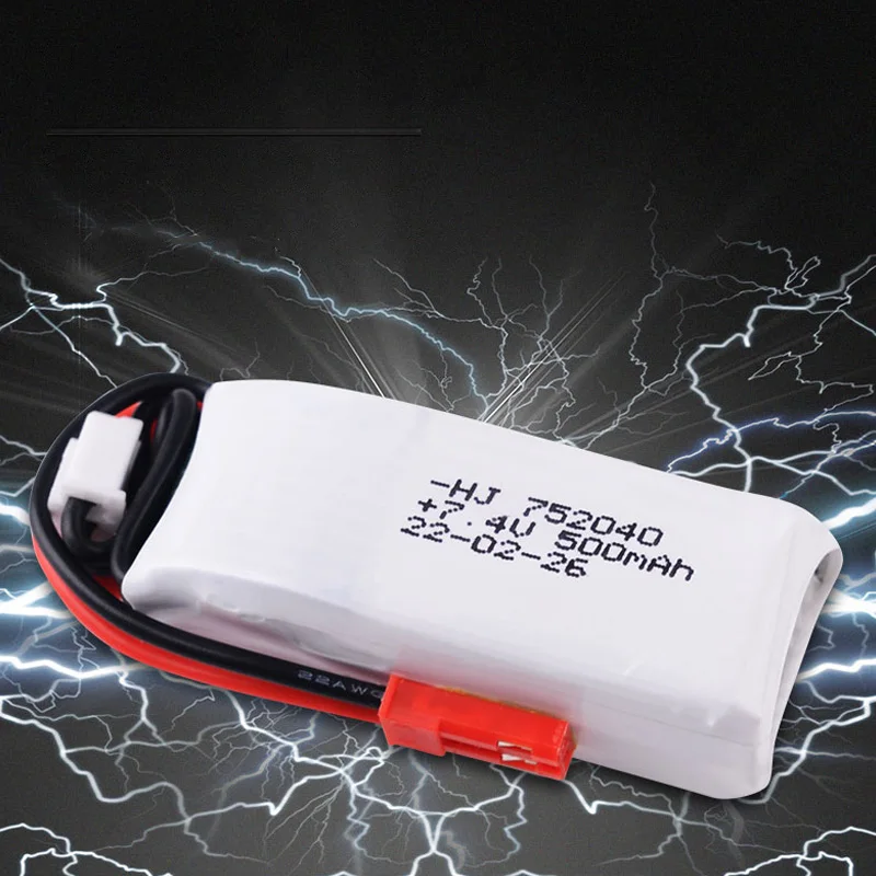 1/2/5pcs 7.4V 500mah batteria Lipo 2s 20C per WLtoys 20402-0658 20404 20409 1:20 Rc Car RC giocattoli parti del modello