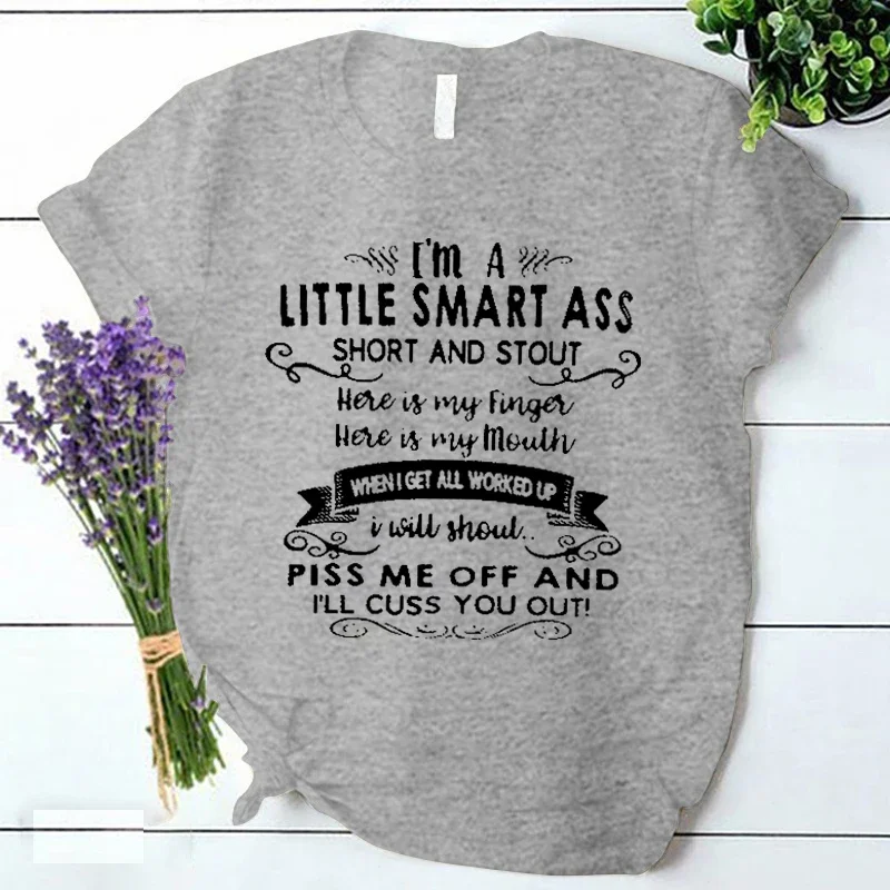 I'm A Little Smart Ass T Shirts Vintage Graphic Print Tees New Fashion Harajuku Women's Clothing Y2k Grunge Tops Kpop T-shirt