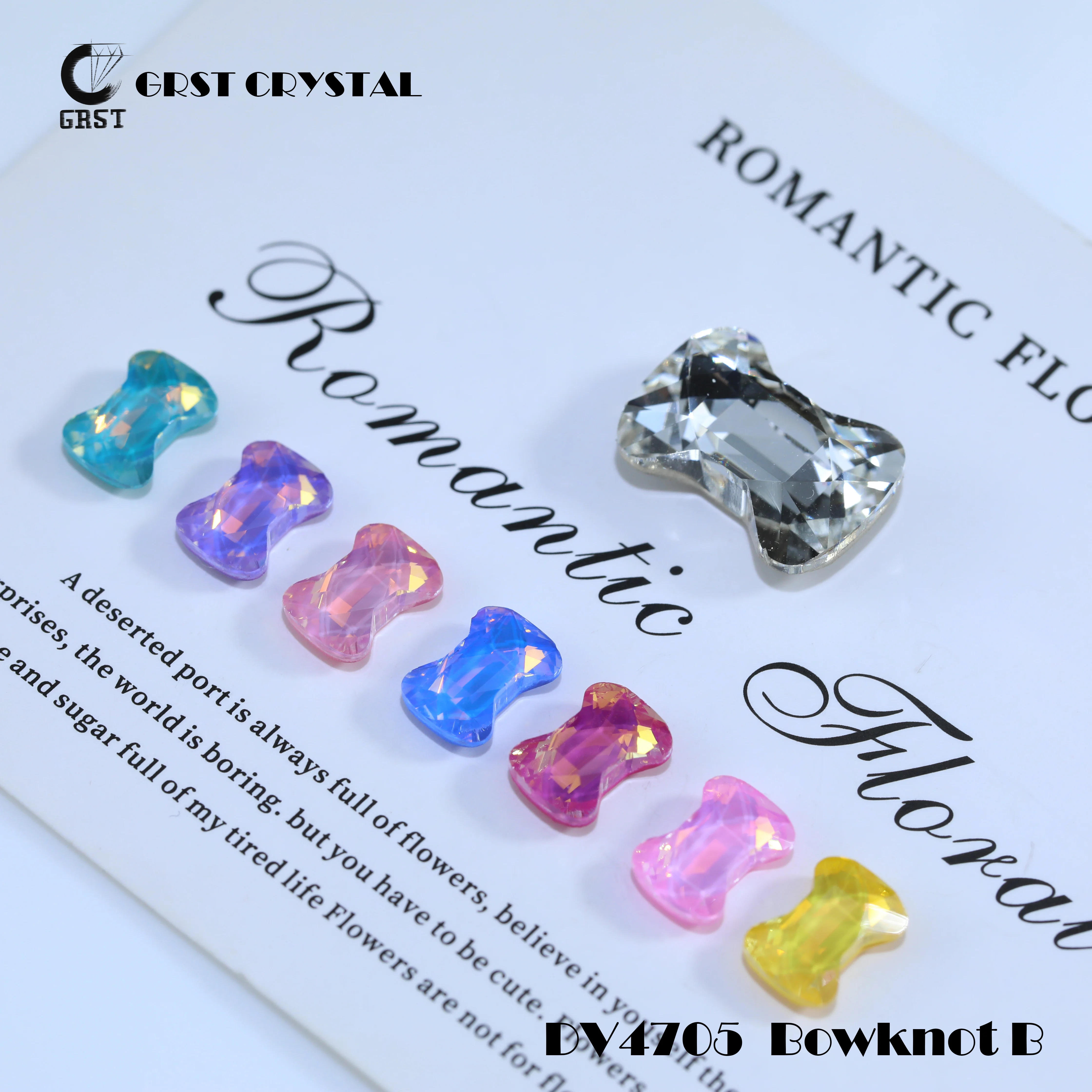 DV4705 Glänzende Kristall-Verzierungsteile mit Schleife, B-Punkt-Rückseite, Krallensteine für DIY-Haarschmuck, Nagelkunst, Taschen, Schuhe, Hochzeitskleider – Detail 4