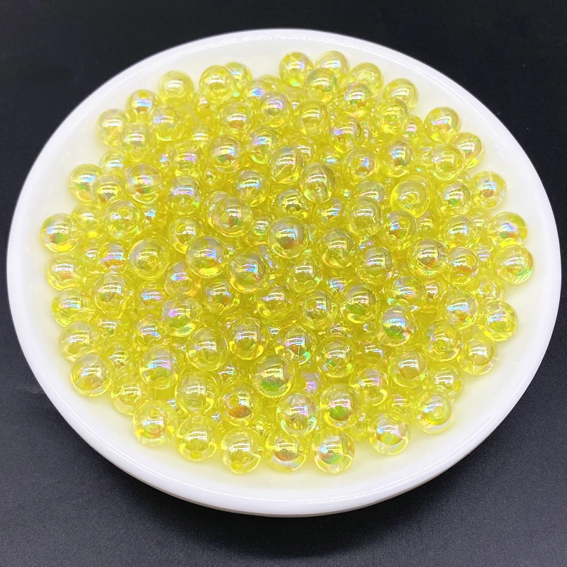 6/810mm AB Color Loose Spacer Round Acrylic Beads for Handmade Jewelry Making Necklace Bracelet DIY Accessories