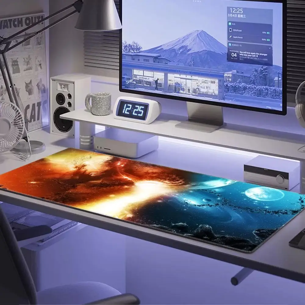 Universe Space Solar System Planet Mouse Pad Desk Cute HD Desk Pad Extended Gaming Keyboard Mats Large XXL Gamer Mousepad 90x40