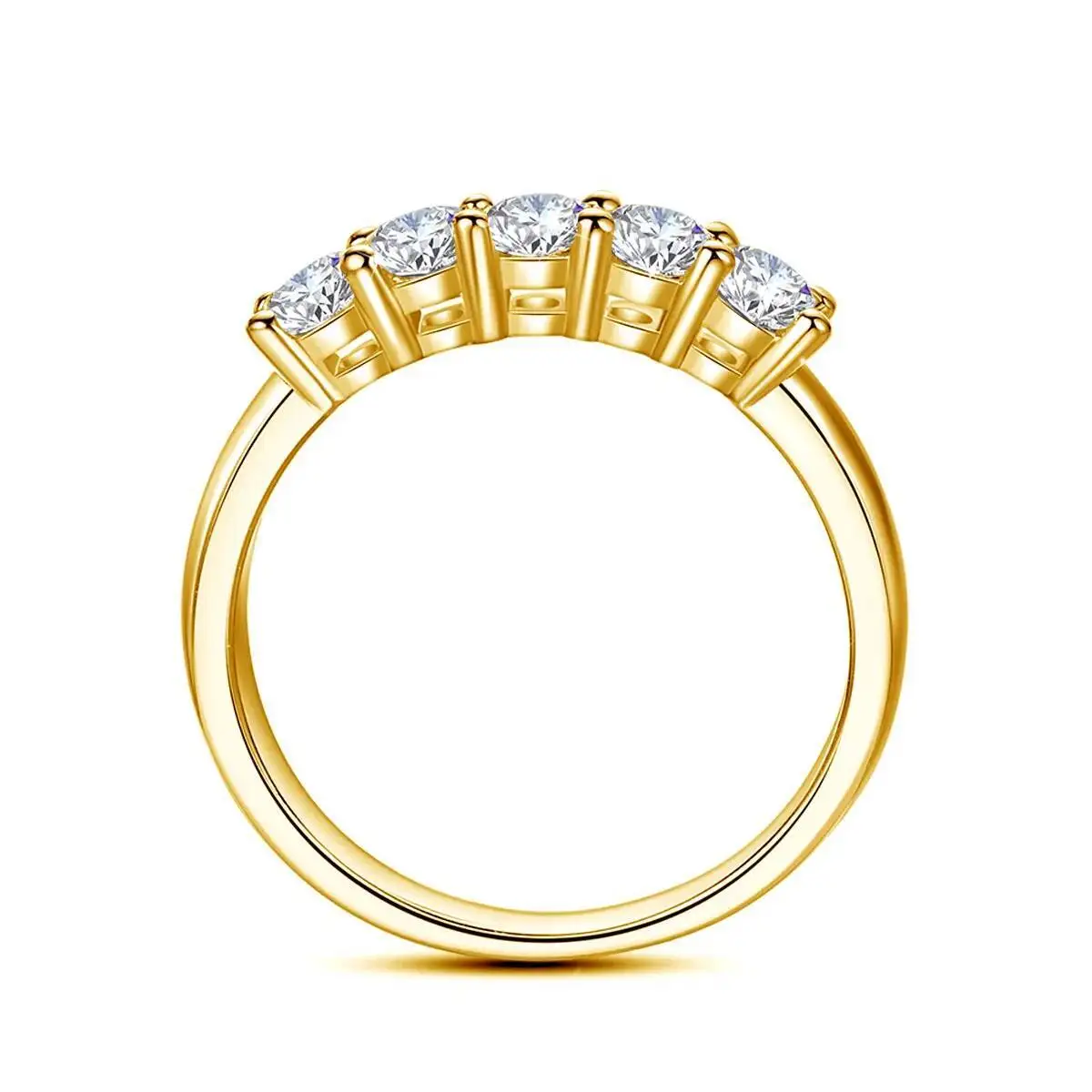 JH GRA-Zertifikat, Original, massiver Goldring mit 4 mm Moissanit für Damen, 5 Steine, 925er Silber, luxuriöser Schmuck, Verlobungsgeschenk, Trend – Detail 5