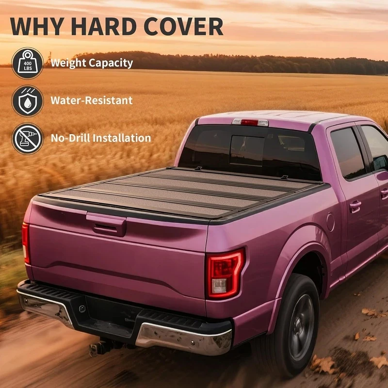 Hot Selling 5.5ft Low Profile Hard 4-Fold Truck Bed Tonneau Cover 2015-2026