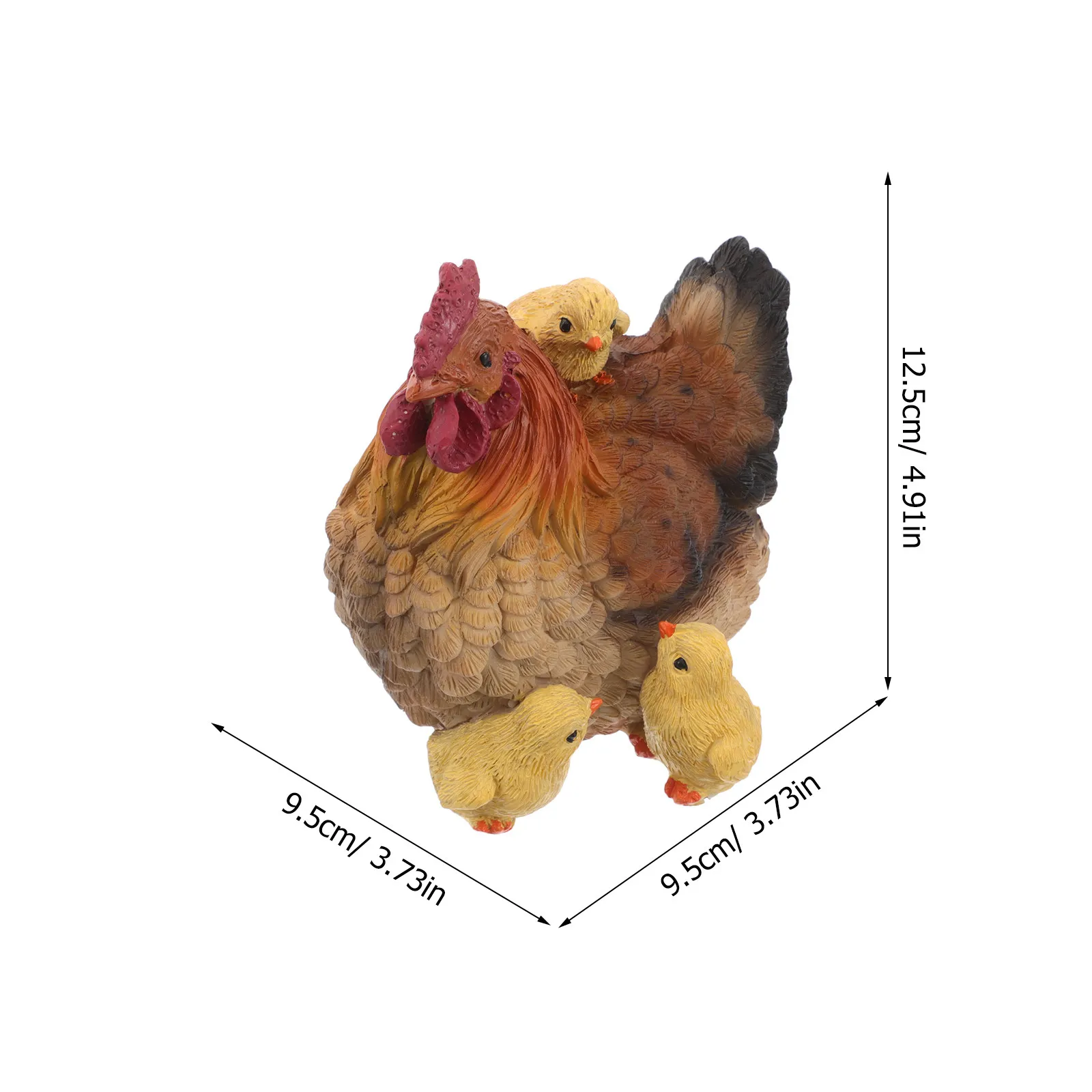 1Set Rustic Resin Hen Statue Realistic Detail Garden Decoration for Lawn Balcony Landscape Farm Theme Resin Chicken Sculpture