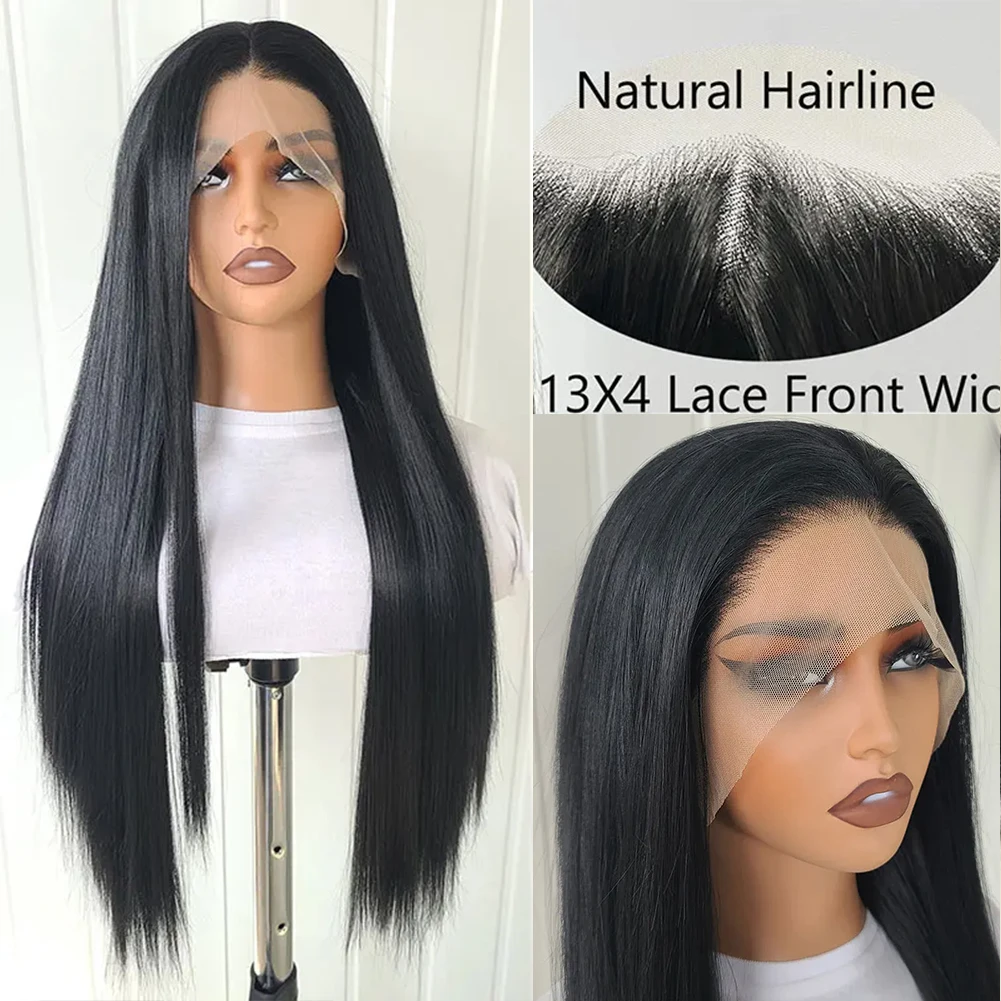 

Long Straight Synthetic Lace Wig Black Wig Middle Part Lace Front Wigs Natural Hairline Synthetic Hair Wigs For Women Cosplay