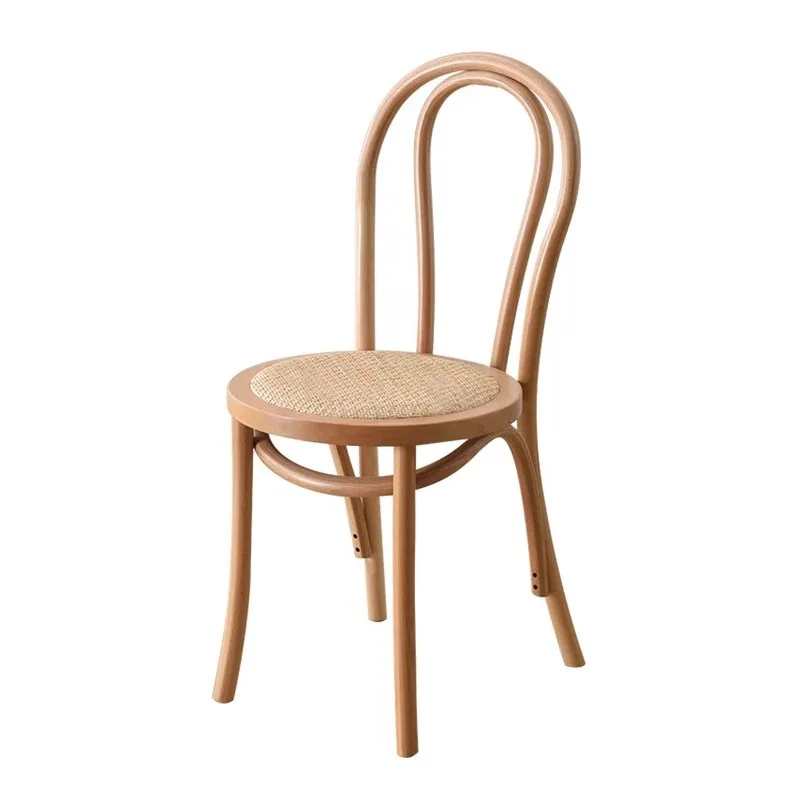 

American French Solid Wood Vintage Rattan Dining C hair Medieval Sonnet Home Restauran