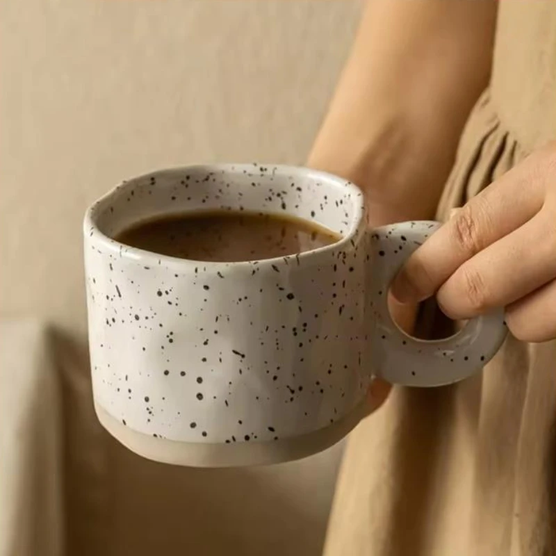 1pc Creative Korean-Style Irregular Ceramic Mug  Kitchen Drinkware Ceramic Coffee Mugmilk Coffee Dessert Cup, Breakfast Cup