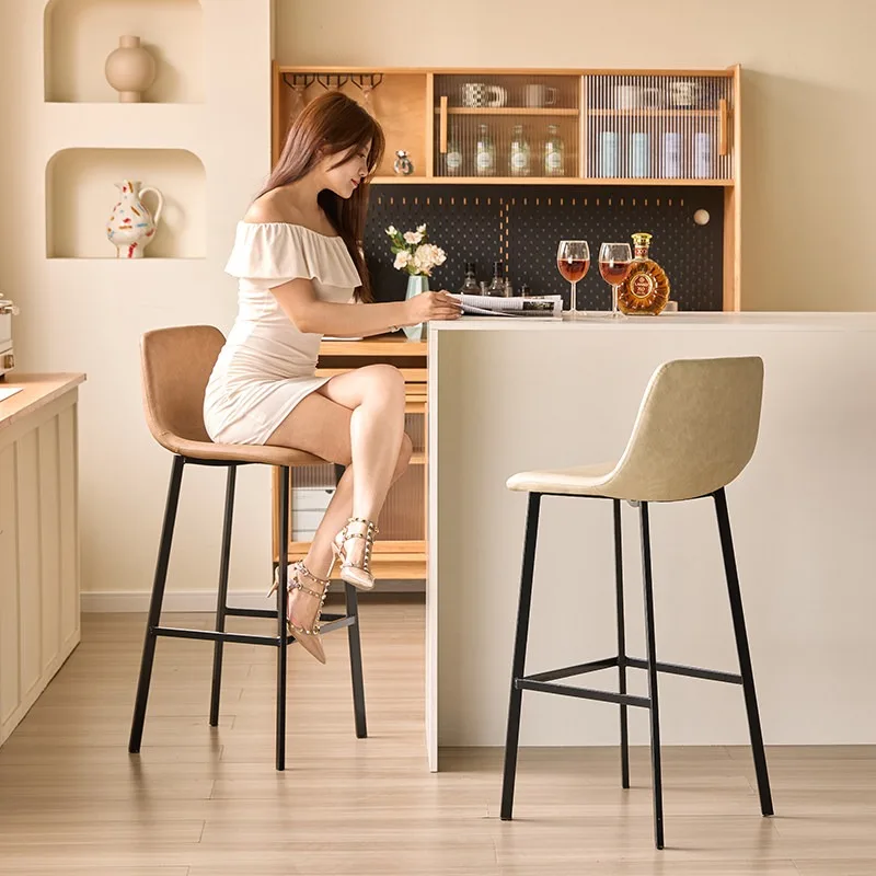 Computer Counter Bar Chair Leather Minimalist Designer Coffee Bar Chair Island Makeup Backrest Taburete De Bar Home Furniture