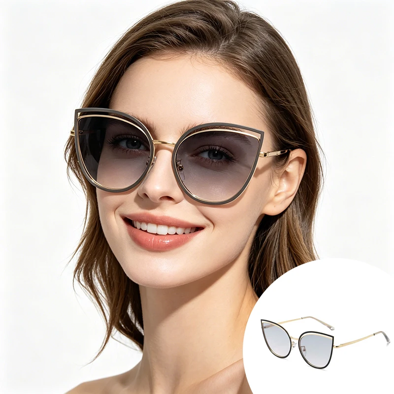 New Fashion Cat-eye Sunglasses for Women, Luxury High-end UV Protection Sun Glasses, Trendy Street Photography Style Eyewear