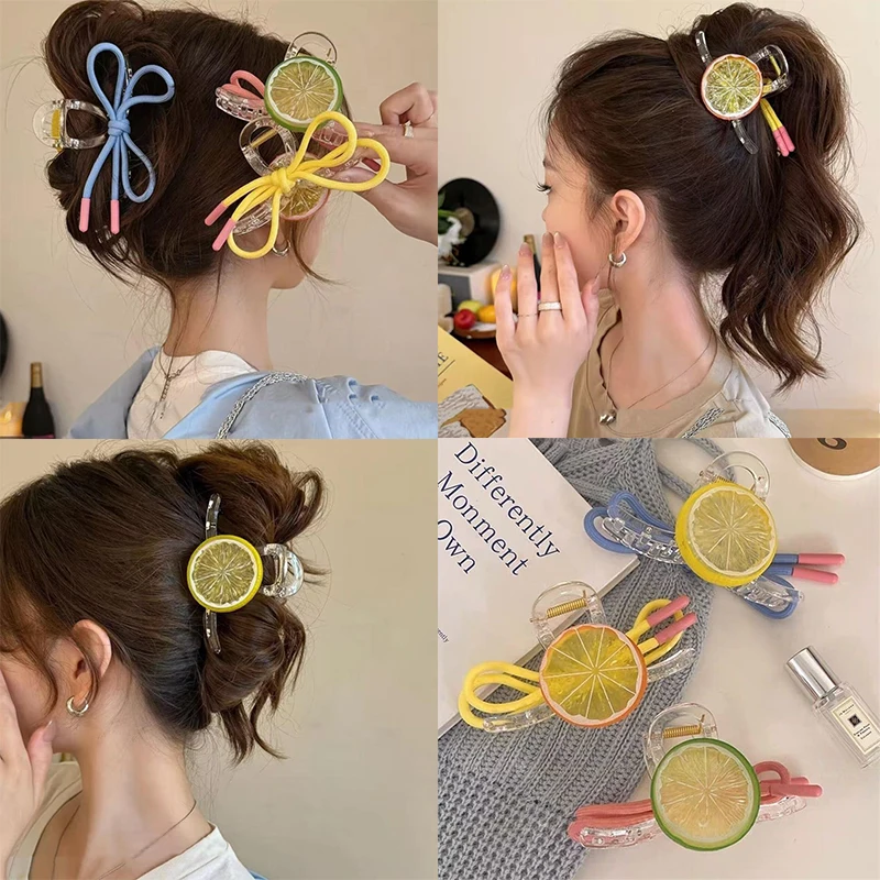 

Simulation Fruit Lemon Shark Clip Fun Bow Hairpin Sweet Cute Girls Hairpin Hair Accessories