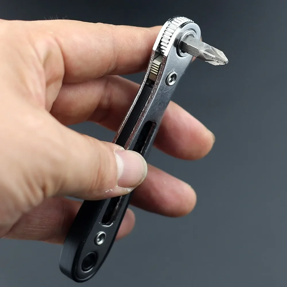 Rechtwinkliger Bidirektionaler Ratschenschraubendreher-Steckschlüsselsatz mit 1/4 Zoll Sechskantgriff, Torx-Schlitz, DIY Multifunktionales Handwerkzeug – Detail 5