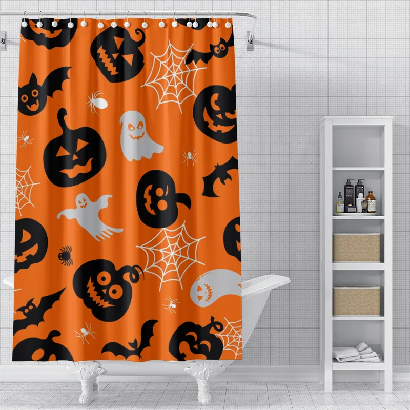 Home decoration shower curtains for bathroom waterproof curtain fabric Modern Nordic style Living Room Halloween Autumn Pumpkin