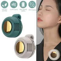Outdoor Camping USB Hanging Neck Fan Portable Mute Mini Clip Hanging Waist Electric Fan 900mah Leafless Fan 3 Speeds for Fishing