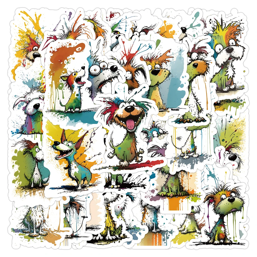 

53pcs Stray Dog Waterproof Doodle Sticker DIY Motorcycles Stickers, for Car Laptop Phone Case Luggage Water Bottle Cup