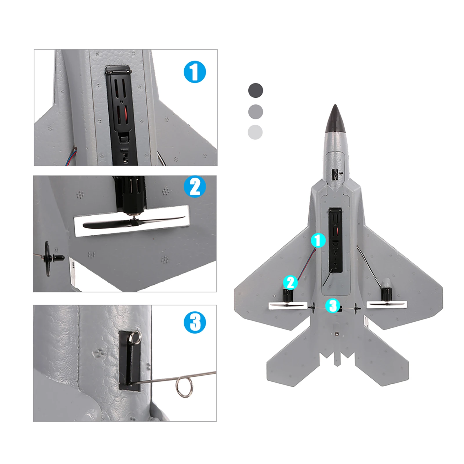 FX822 F-22 Raptor Model Fighter Airplane 3CH EPP 2.4G Remote Control Airplane Fixed-wing RTF Toy 2.4G Military Fighter Model