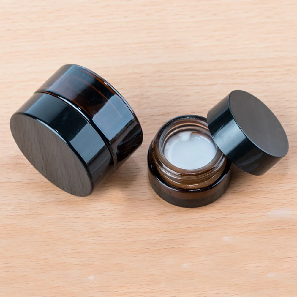 Bouteille de crème en verre de forme ronde avec bouchon en plastique, capacité de 100ml et 250ml, usage quotidien, vide, couleur marron et ambre