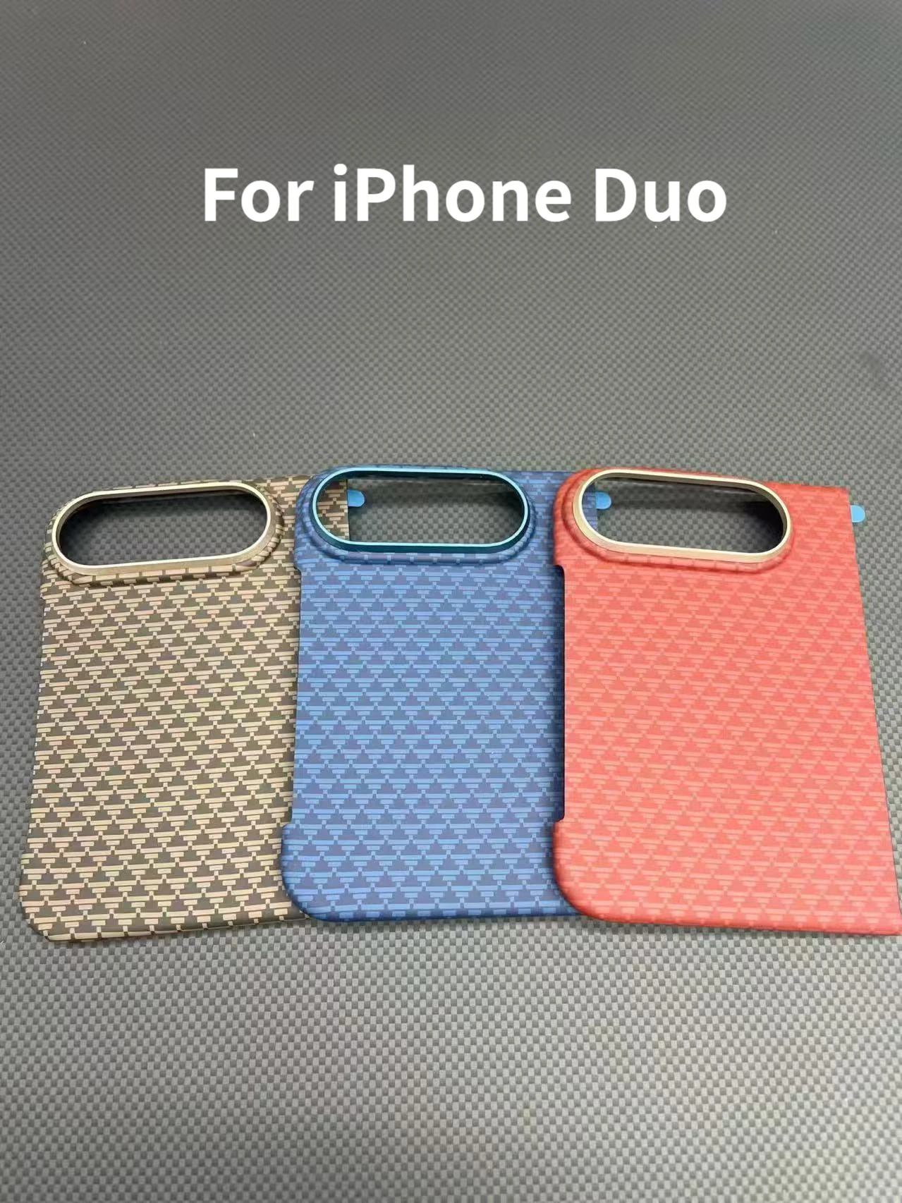 Lightweight Carbon Fiber PC Hard Phone Case Anti-Fall Full Protection Foldable Protective Cover For iPhone Duo