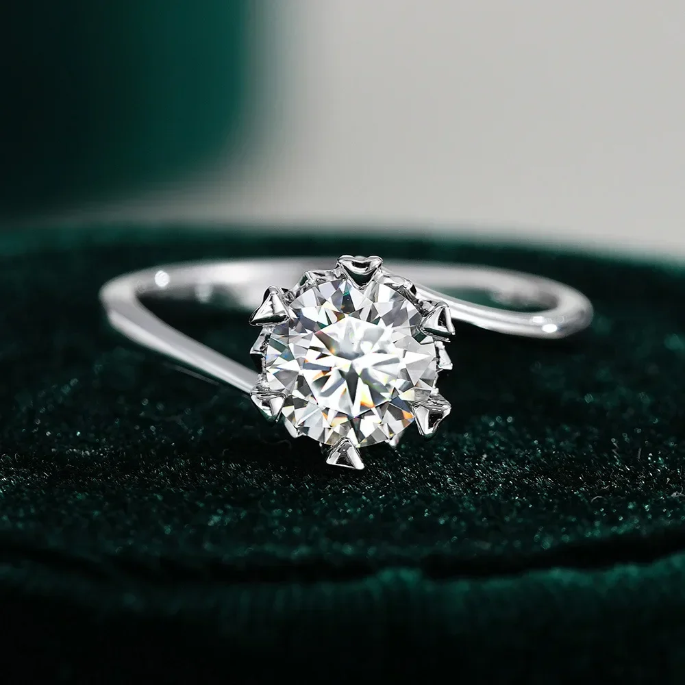 Lumira Platinum PT950 Twisted Arm Snowflake Ring 1ct/2ct Moissanite Diamond Six-Prong Classic Crown Women's Ring Holiday Gifts