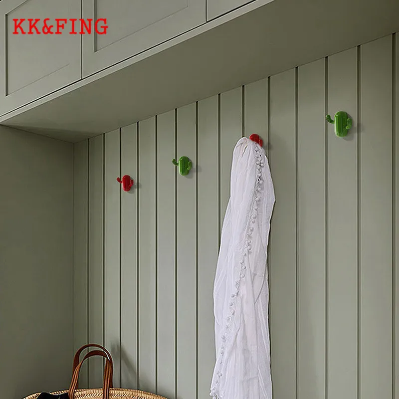 KK&FING New Simple Zinc Alloy Wall Hanging Clothes Hook Creative Cow Head Cactus Robe Hook Bedroom Bathroom Towel Hook Hardware