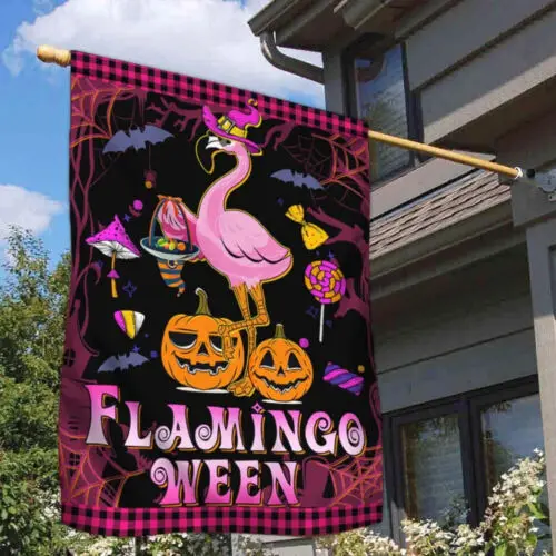 Flamingoween Trick Treat Halloween Flag Garden Flag