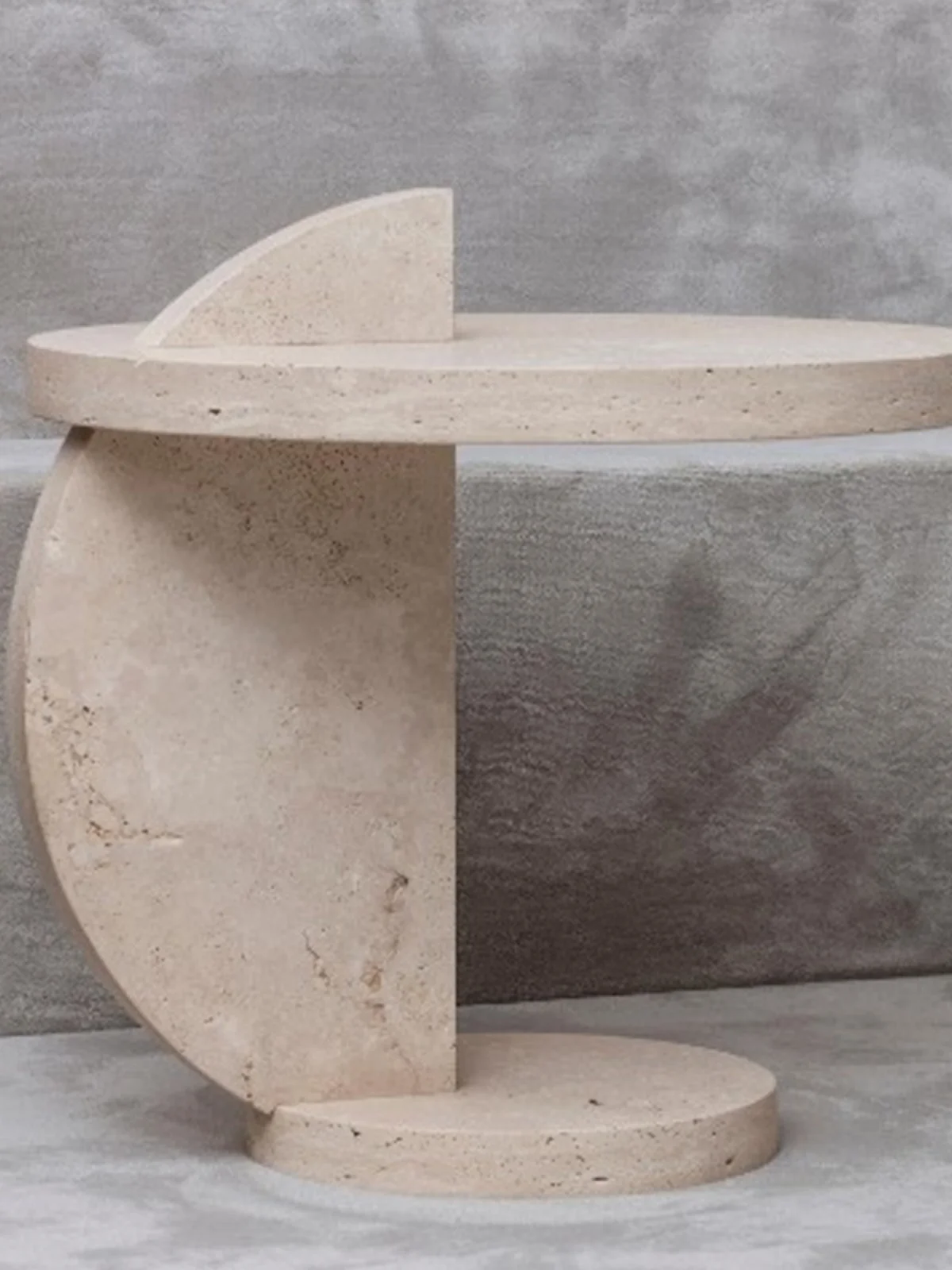 

Travertine marble Nordic light luxury natural stone small side table model room simple personalized designer's coffee table