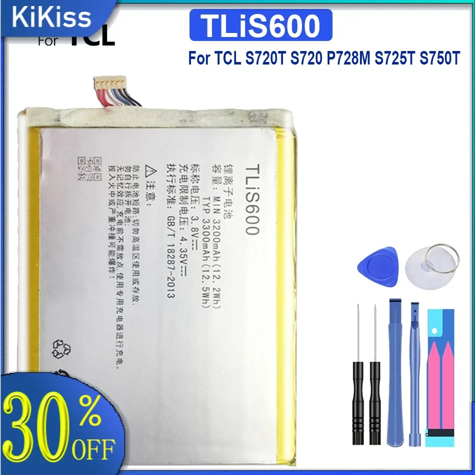 

3300mAh TLiS600 Cable Version High-Efficiency For Tcl S720T S720 P728M S725T S750T Durable Mobile Phone Battery